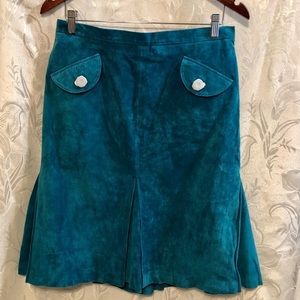 Terry Lewis Turquoise Leather Skirt